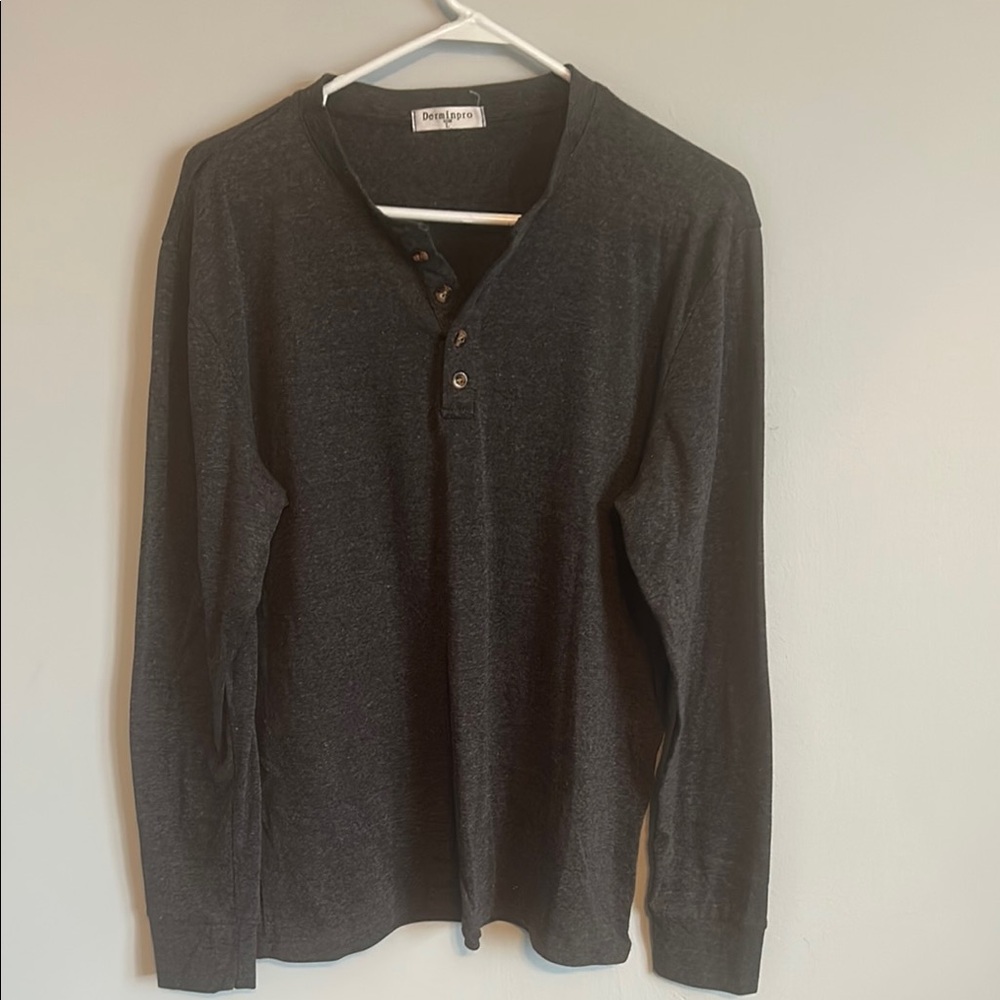 Chaps Men's Black Long Sleeve Henley Shirt